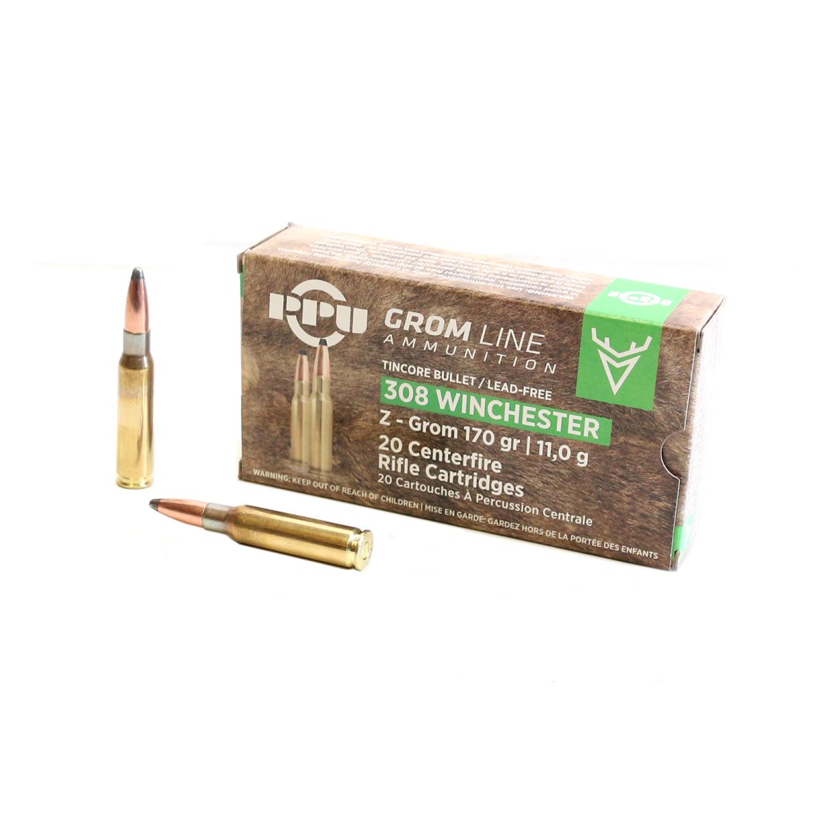308 z grom 170gr lead free ppu prvi partizan rifle ammunition pack 100