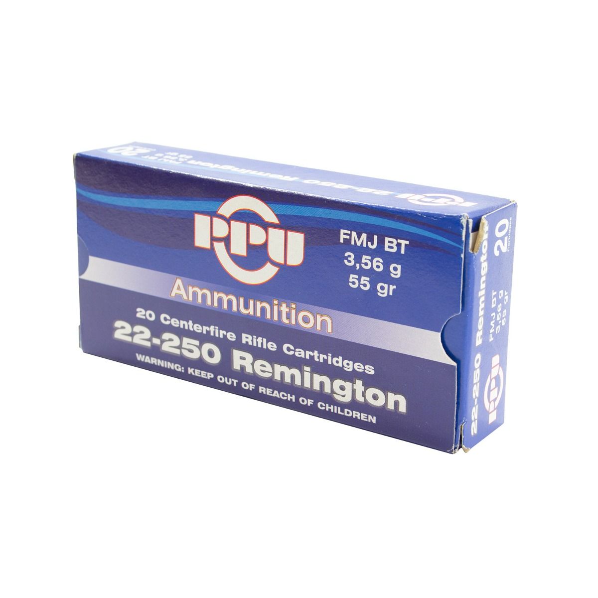 22 250 rem fmj bt 55gr ppu prvi partizan rifle ammunition pack 100