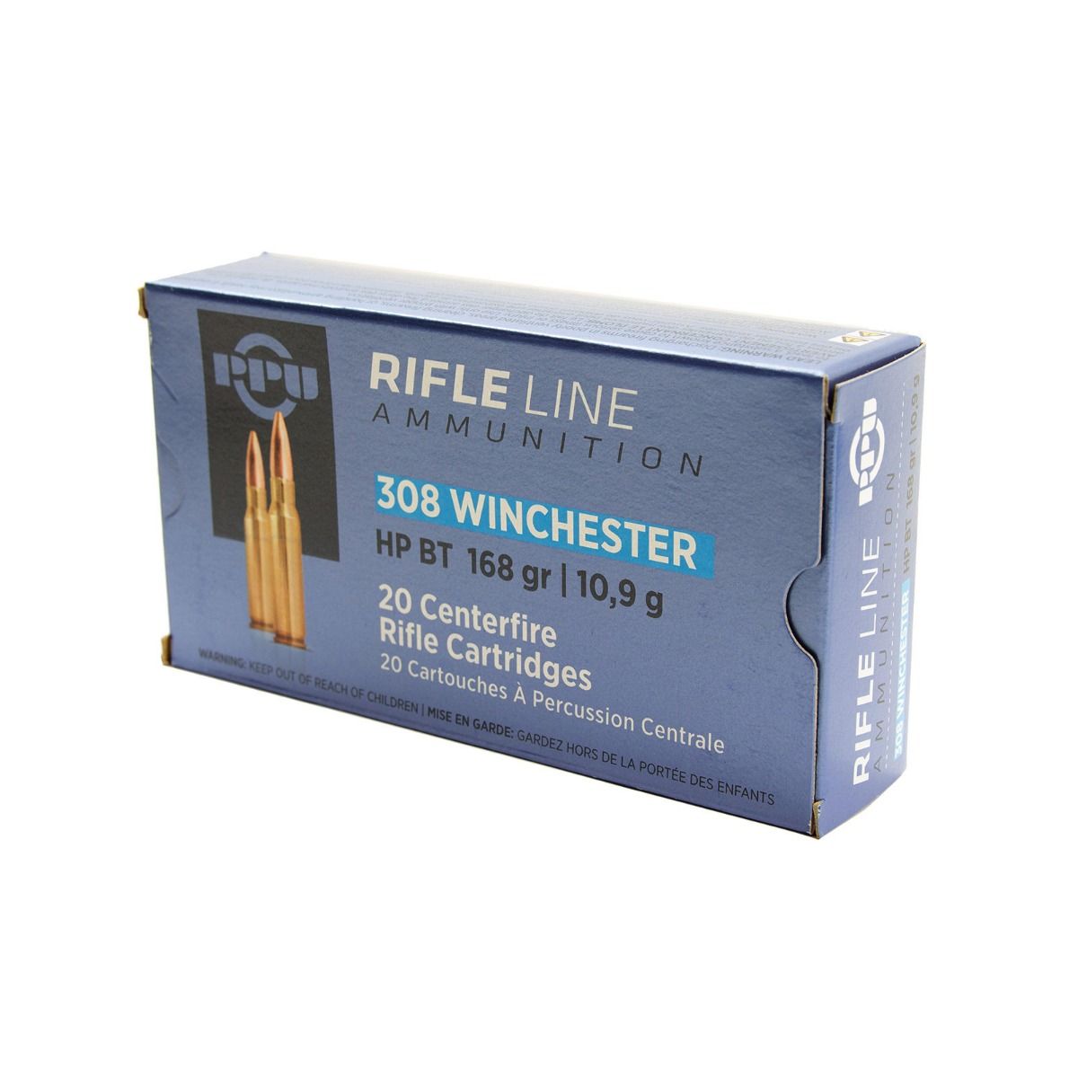 308 hp bt match 168gr ppu prvi partizan rifle ammunition pack 100