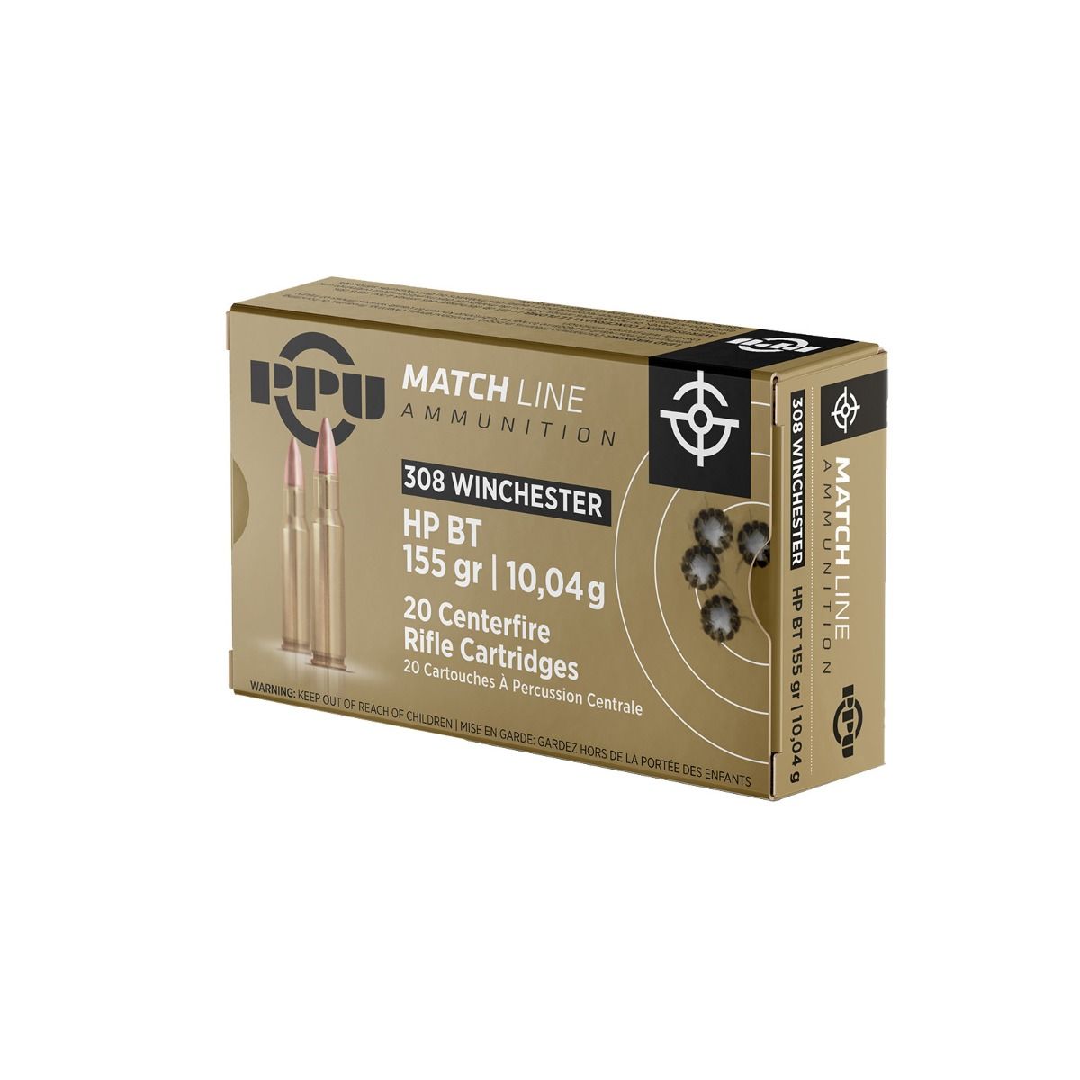 308 hp bt match 155gr ppu prvi partizan rifle ammunition pack 100