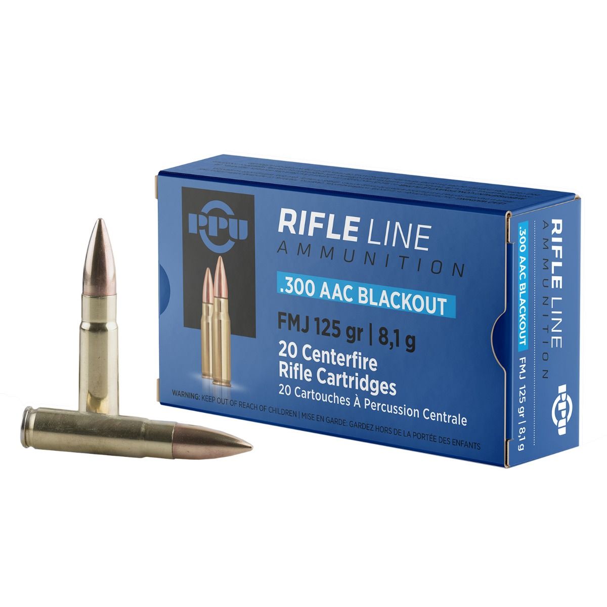 300 aac blackout fmj 125gr ppu prvi partizan rifle ammunition pack 100